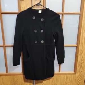 J. Crew Womens 100% Wool Double Breasted Black Sweater Size Small